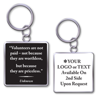 Keychain With Quote"Volunteers Are Priceless"